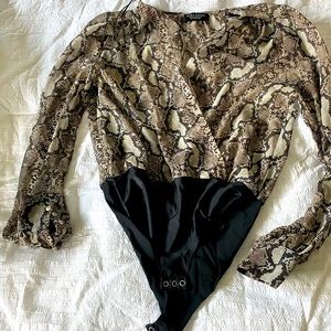 Zara Lightweight Snakeskin Bodysuit Small